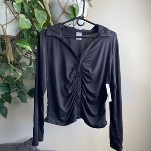 New Fitted Black Ruched Top